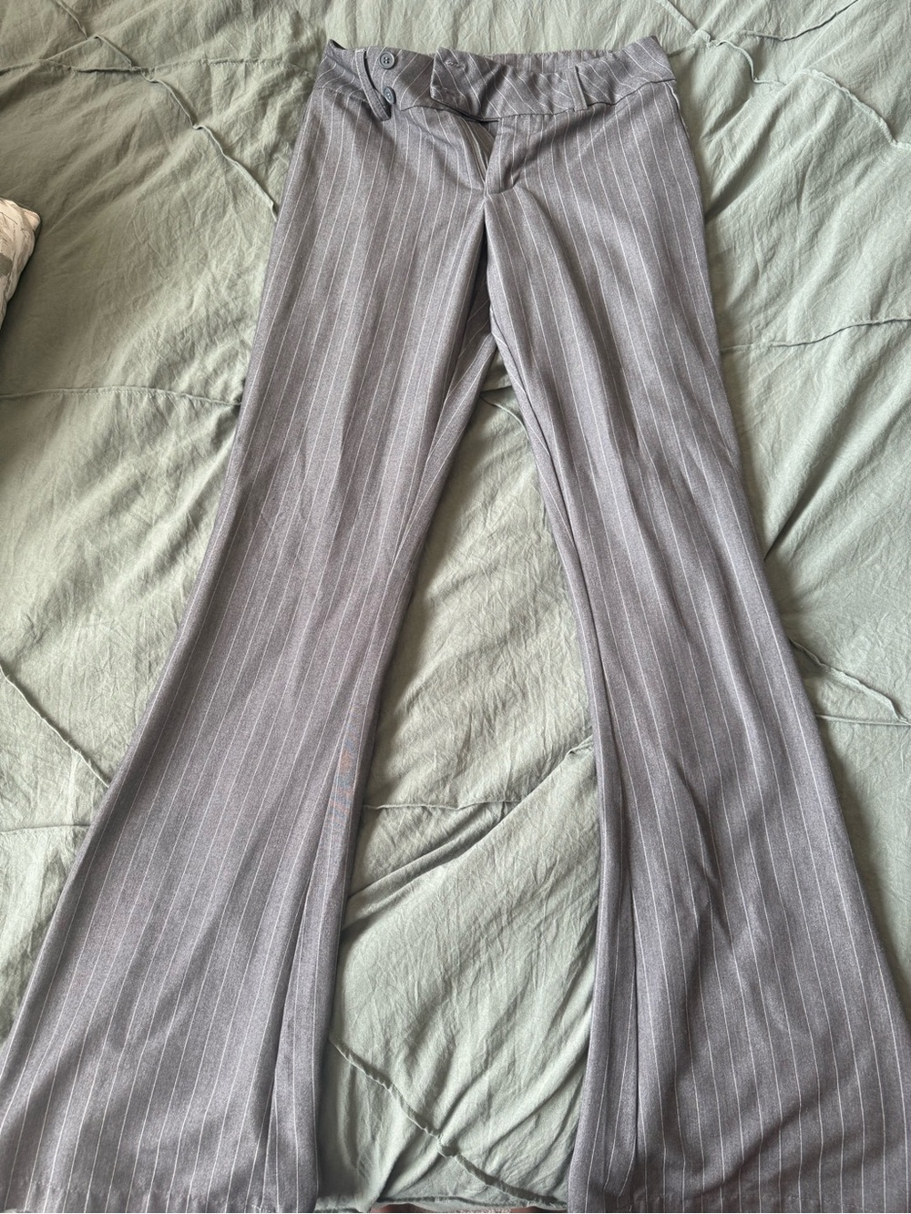 PacSun Gray Pinstripe Flared Dress Pants